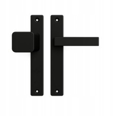  Дверна ручка на вузькій прямокутній планці 34 мм без отвору, ліве відкривання, чорний (під електрозащіпку)